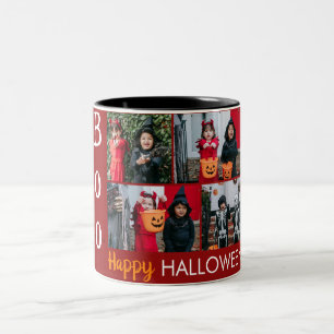 Boo pumpkin jack-o-lantern Halloween Photo Collage Två-Tonad Mugg