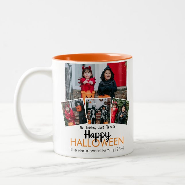 Boo pumpkin jack-o-lantern Halloween Photo Collage Två-Tonad Mugg (Vänster)