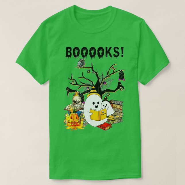 Boo Read Bokar Bibliotek Funny Boooks Ghost Hallow T Shirt (Design framsida)