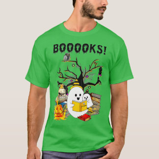 Boo Read Bokar Bibliotek Funny Boooks Ghost Hallow T Shirt