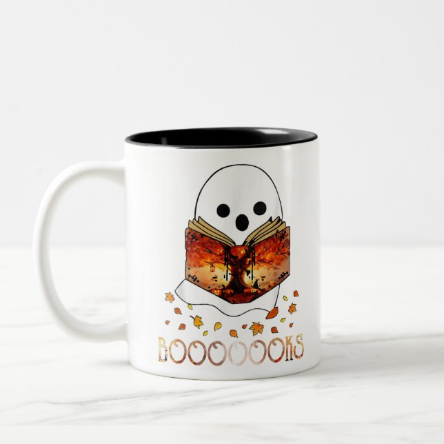 Boo Read Bokar Bibliotek Funny Boooks Ghost Hallow Två-Tonad Mugg (Vänster)