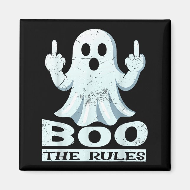 Boo reglerna – rebellisk spök Halloween meme Magnet (Framsidan)