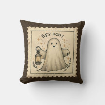 Boo Retro Ghost Pillow - Cute Vintage