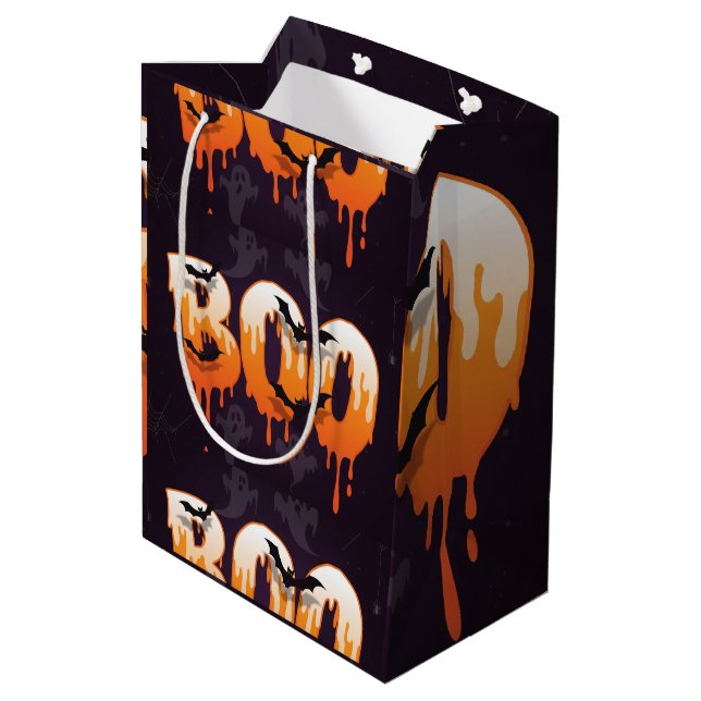 🎃BOO Rinnande Halloween-bokstäver med spöken  (Baksidan Vinklad)