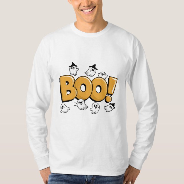 Boo! Roligt Halloween Ghost-design T Shirt (Framsida)