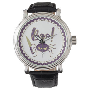 Boo roligt Halloween-spindeltecken knivar hand Armbandsur