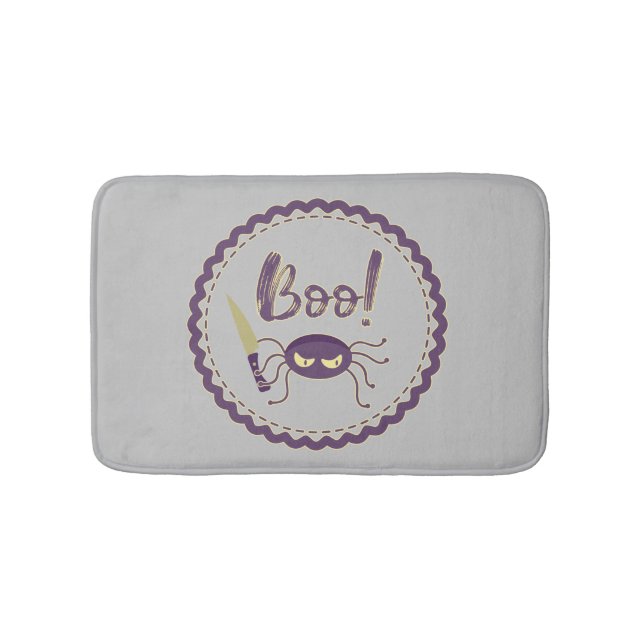 Boo roligt Halloween-spindeltecken knivar hand Badrumsmatta (Framsidan)