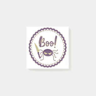 Boo roligt Halloween-spindeltecken knivar hand Post-it Block