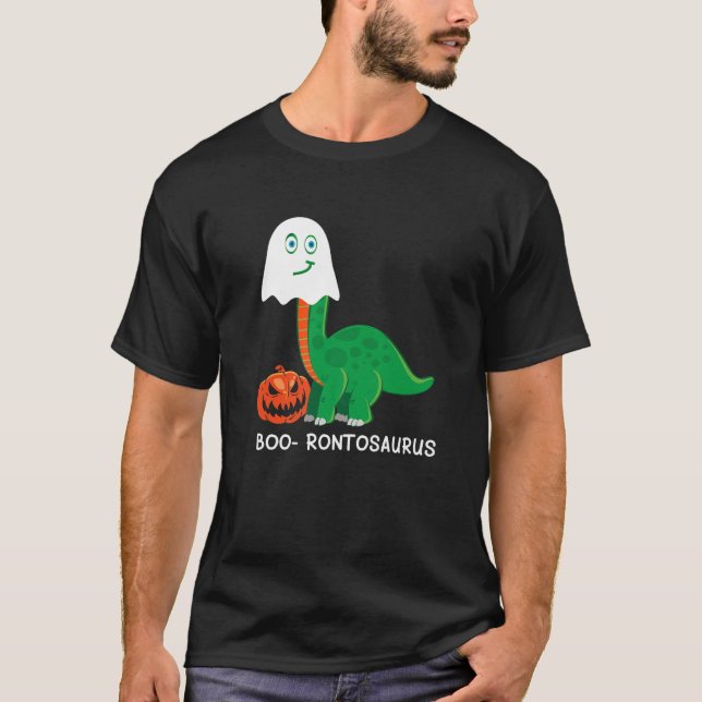 Boo-Rontosaurus Funny Halloween Ghost Dinosaur Lov T Shirt (Framsida)