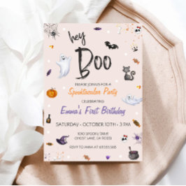 Boo Rosa Ghost Halloween Birthday-inbjudan Inbjudningar