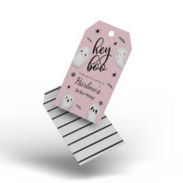 Boo Rosa Ghost Halloween Birthday Välkommen Presentetikett