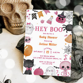 Boo! Rosa Halloween Baby Shower Inbjudningar