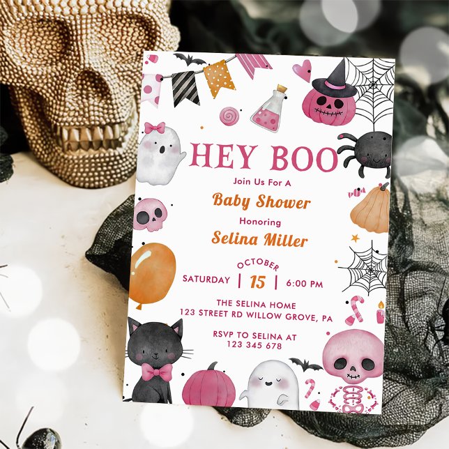 Boo! Rosa Halloween Baby Shower Inbjudningar (Skapare uppladdad)
