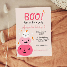 Boo Rosa Halloween Födelsedagsfest inbjudan