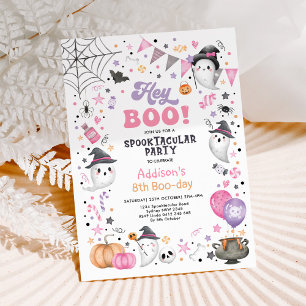 Boo! Rosa Lilac Halloween Ghost Girl Birthday Inbjudningar