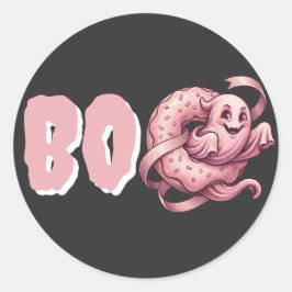 BOO Rosa Spöke & Munk Söt Halloween Coquette Runt Klistermärke