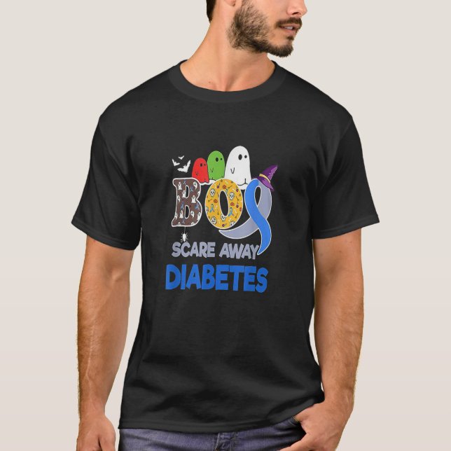 Boo Scare Away Diabetes Halloween day T Shirt (Framsida)