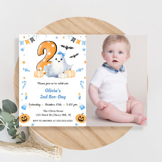 Boo Second Birthday Inbjudningar