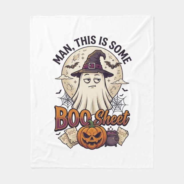 Boo Sheet Spökpumpa Halloween Måne Kittel Fleecefilt (Framsidan)