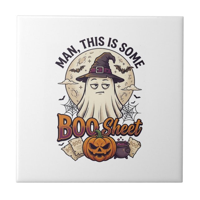 Boo Sheet Spökpumpa Halloween Måne Kittel Kakelplatta (Framsidan)
