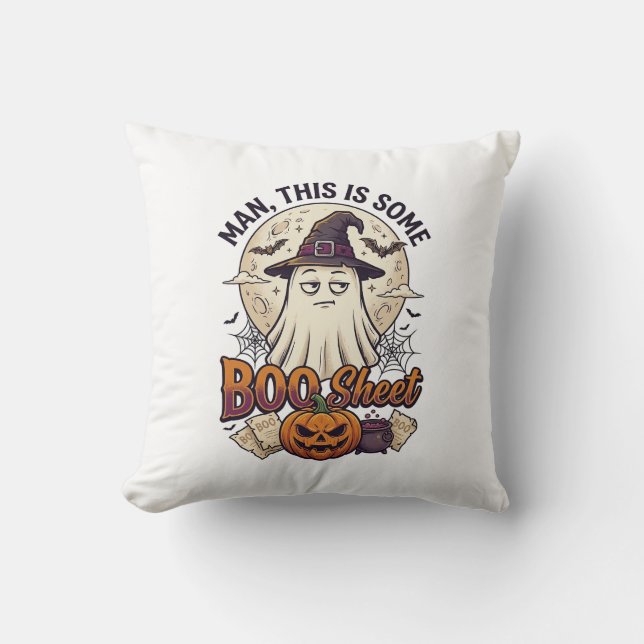 Boo Sheet Spökpumpa Halloween Måne Kittel Kudde (Framsida)