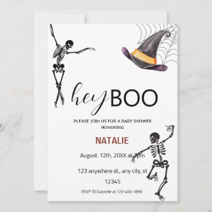 Boo Skeleton Baby Shower Inbjudningar