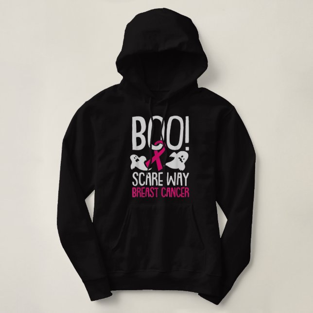 Boo Skräm Away Breast Cancer Awareness Rosa Ribbon T Shirt (Design framsida)