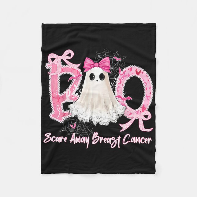Boo Skrämmer Away Breast Cancer Halloween Snöre Gh Fleecefilt (Framsidan)