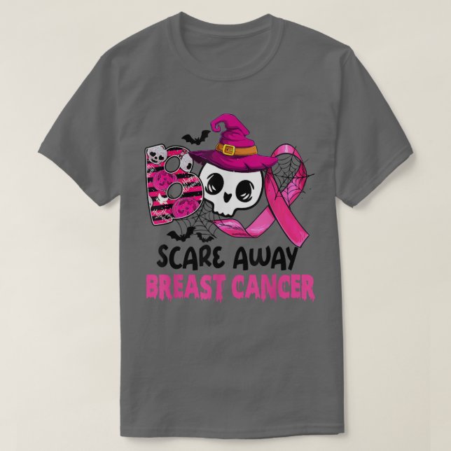 Boo Skrämmer Away Breast Cancer Pink Ribbon Hallow T Shirt (Design framsida)