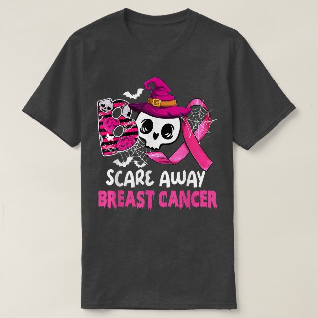 Boo Skrämmer Away Breast Cancer Pink Ribbon Hallow T Shirt (Design framsida)