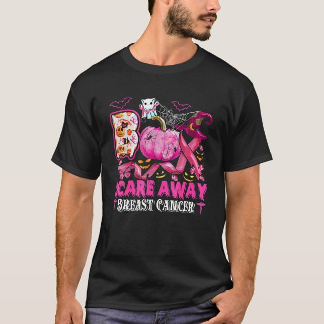 Boo Skrämmer Away Breast Cancer Pink Ribbon Spider T Shirt (Framsida)
