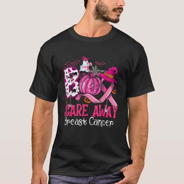 Boo Skrämmer Away Breast Cancer Pink Ribbon Spider T Shirt (Framsida)
