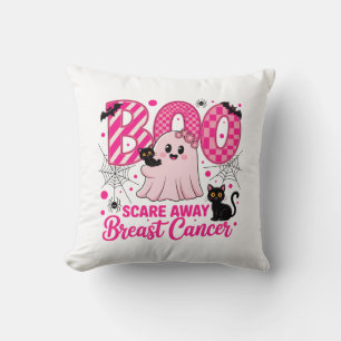 Boo Skrämmer bort bröstcancer Cute Ghost och Cats Kudde