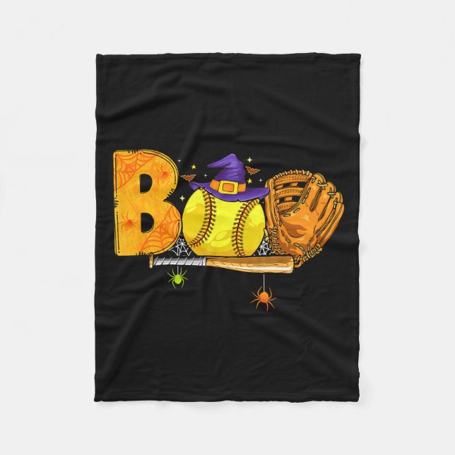 Boo Softball Player Catcher Tcher Funny Halloween  Fleecefilt (Framsidan)