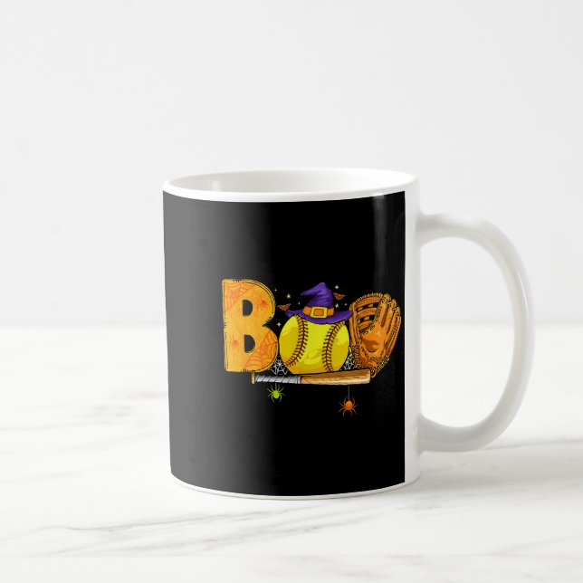 Boo Softball Player Catcher Tcher Funny Halloween  Kaffemugg (Höger)