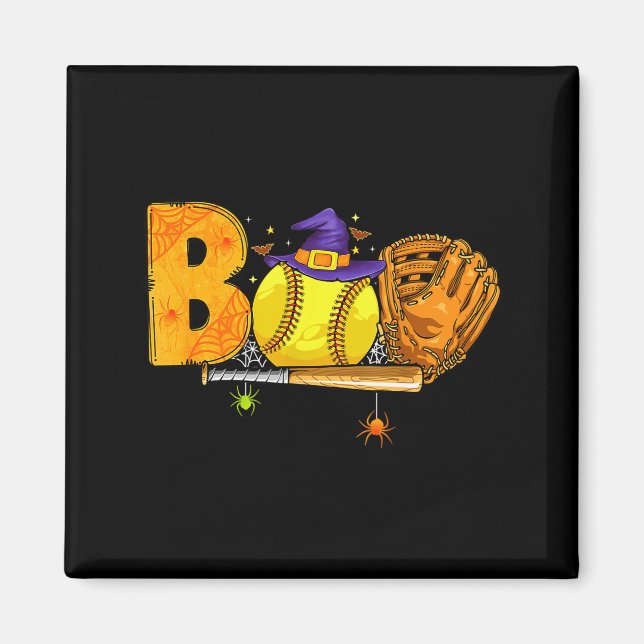 Boo Softball Player Catcher Tcher Funny Halloween  Magnet (Framsidan)