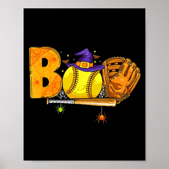 Boo Softball Player Catcher Tcher Funny Halloween  Poster (Framsidan)