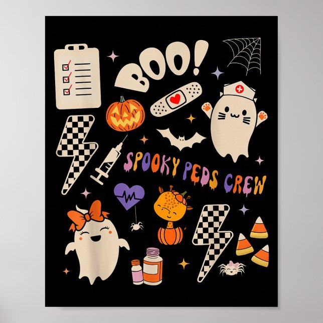 Boo Soky Peds Crew Ghost Pediatric Nurse Halloween Poster (Framsidan)