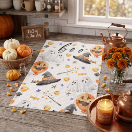 Boo söt akvarell Halloween-spöke pumpa mönster Kökshandduk
