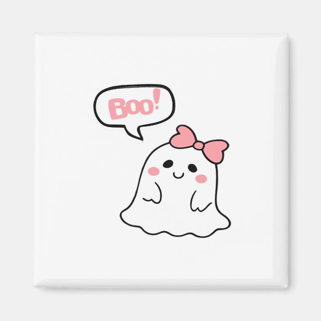 Boo! Söt Boo Minimal Ren Magnet (Framsidan)