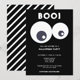 Boo söt Eyebulls Halloween fest Black & White Inbjudningar
