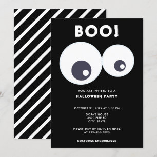 Boo söt Eyebulls Halloween fest Black & White Inbjudningar