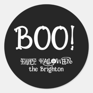 Boo söt rolig ben pumpa Halloween Runt Klistermärke