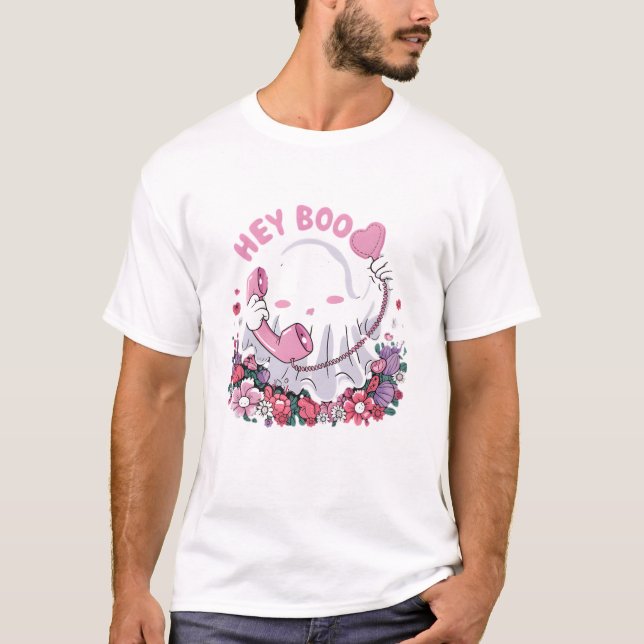 Boo Söt Spöke Rolig Halloween T Shirt (Framsida)