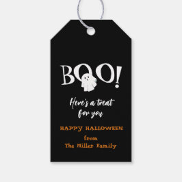 BOO Söt spöke Svart & vit Halloween Presentetikett