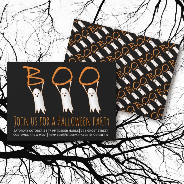 Boo Söt spöken modern Halloween fest Inbjudningar (Skapare uppladdad)