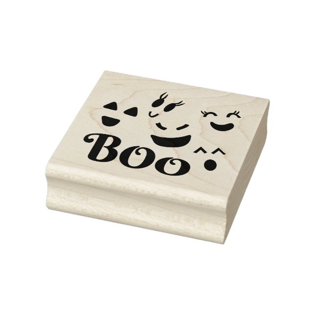 Boo Söt Whimsical Halloween Spökansikte Stämpel (Stämpel)