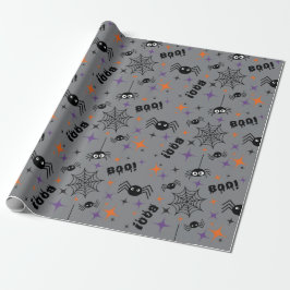 Boo! Spider Cobweb Spooky Seamless Wrapping Papper Presentpapper