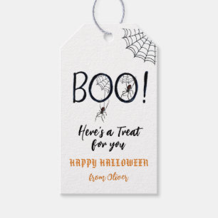 BOO Spiders & Spindelnät Halloween-märkre för favo Presentetikett
