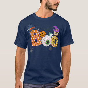 Boo Spiders Spöken Pumkin & Witch Hat Funny Hallow T Shirt